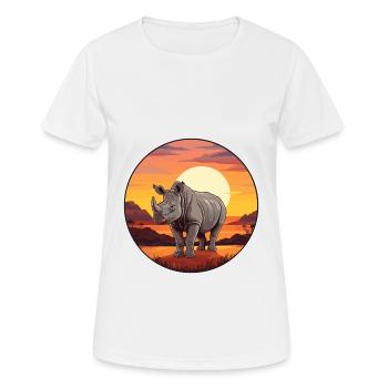 Nashorn buntes Aquarell Cartoon Kawaii Tier - Frauen T-Shirt atmungsaktiv - Weiß - Vorne - AI Model Female 172 dark (172cm)