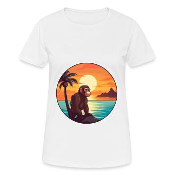 Monkey Colorful Watercolor Cartoon Kawaii Animal - Women's Breathable T-Shirt - white - Front - AI Model Female 172 dark (172cm)