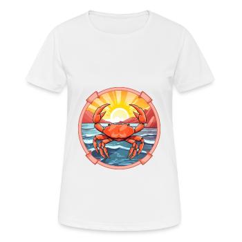 Crab Colorful Watercolor Cartoon Kawaii Animal - Women's Breathable T-Shirt - white - Front - AI Model Female 172 dark (172cm)