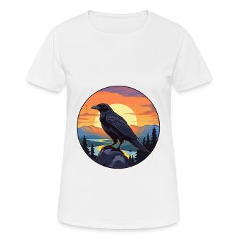 Crow Colorful Watercolor Cartoon Kawaii Animal - Women's Breathable T-Shirt - white - Front - AI Model Female 172 dark (172cm)