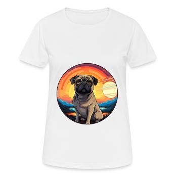 Pug Dog Colorful Watercolor Cartoon Kawaii Animal - Women's Breathable T-Shirt - white - Front - AI Model Female 172 dark (172cm)