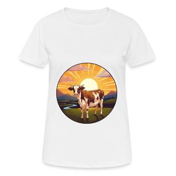 Kuh buntes Aquarell Cartoon Kawaii Tier - Frauen T-Shirt atmungsaktiv - Weiß - Vorne - AI Model Female 172 dark (172cm)