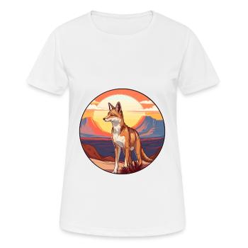 Coyote Colorful Watercolor Cartoon Kawaii Animal - Women's Breathable T-Shirt - white - Front - AI Model Female 172 dark (172cm)