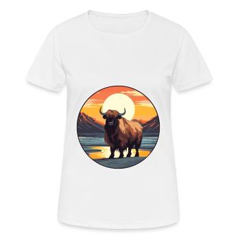 Yak Aquarelle Colorée Dessin Animé Kawaii Animal - T-shirt respirant Femme - blanc - Devant - AI Model Female 172 dark (172cm)