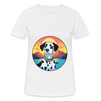 Dalmatinischer Hund Bunte Aquarell-Karikatur Kawaii - Frauen T-Shirt atmungsaktiv - Weiß - Vorne - AI Model Female 172 dark (172cm)