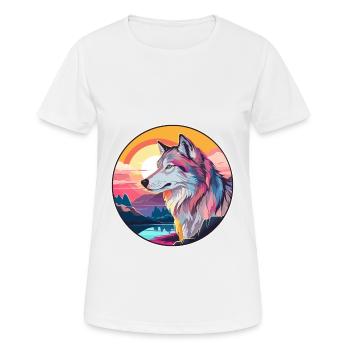 Wolf Colorful Watercolor Cartoon Kawaii Animal - Women's Breathable T-Shirt - white - Front - AI Model Female 172 dark (172cm)