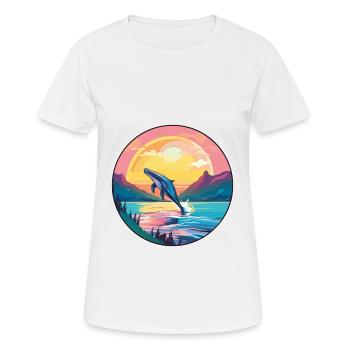 Baleine Aquarelle Colorée Dessin Animé Kawaii Animal - T-shirt respirant Femme - blanc - Devant - AI Model Female 172 dark (172cm)