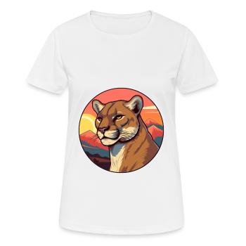 Cougar Aquarelle Colorée Dessin Animé Kawaii Animal - T-shirt respirant Femme - blanc - Devant - AI Model Female 172 dark (172cm)