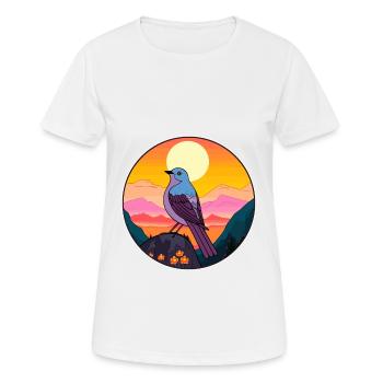 Cuckoo Colorful Watercolor Cartoon Kawaii Animal - Women's Breathable T-Shirt - white - Front - AI Model Female 172 dark (172cm)