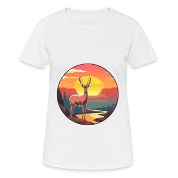 Cerf Aquarelle Colorée Dessin Animé Kawaii Animal - T-shirt respirant Femme - blanc - Devant - AI Model Female 172 dark (172cm)