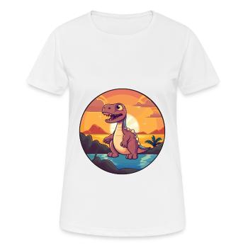 Dinosaurier buntes Aquarell Cartoon Kawaii Tier - Frauen T-Shirt atmungsaktiv - Weiß - Vorne - AI Model Female 172 dark (172cm)