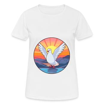 Dove Colorful Watercolor Cartoon Kawaii Animal - Women's Breathable T-Shirt - white - Front - AI Model Female 172 dark (172cm)