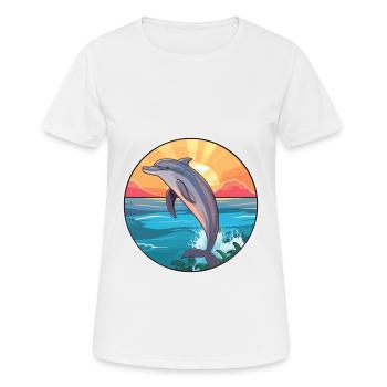Delfin buntes Aquarell Cartoon Kawaii Tier - Frauen T-Shirt atmungsaktiv - Weiß - Vorne - AI Model Female 172 dark (172cm)