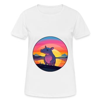 Tapir Colorful Watercolor Cartoon Kawaii Animal - Women's Breathable T-Shirt - white - Front - AI Model Female 172 dark (172cm)