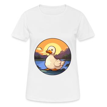 Duck Colorful Watercolor Cartoon Kawaii Animal - Women's Breathable T-Shirt - white - Front - AI Model Female 172 dark (172cm)