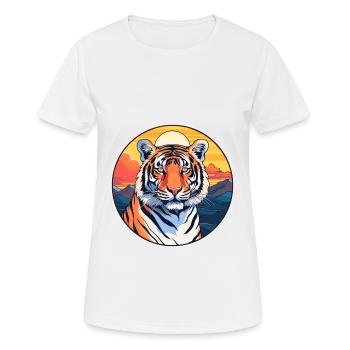 Tiger Colorful Watercolor Cartoon Kawaii Animal - Women's Breathable T-Shirt - white - Front - AI Model Female 172 dark (172cm)