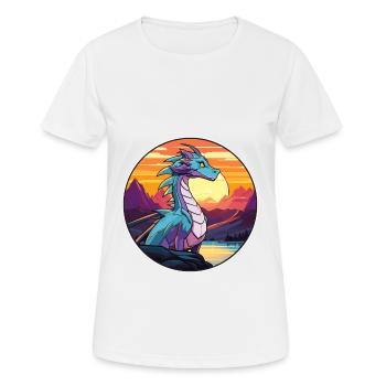 Dragon Colorful Watercolor Cartoon Kawaii Animal - Women's Breathable T-Shirt - white - Front - AI Model Female 172 dark (172cm)