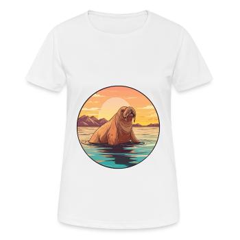 Walrus Colorful Watercolor Cartoon Kawaii Animal - Women's Breathable T-Shirt - white - Front - AI Model Female 172 dark (172cm)