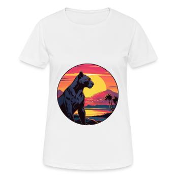Panthère Aquarelle Colorée Dessin Animé Kawaii Animal - T-shirt respirant Femme - blanc - Devant - AI Model Female 172 dark (172cm)