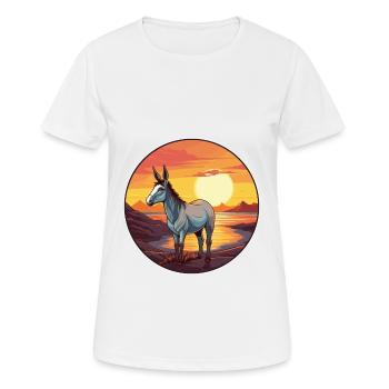 Donkey Colorful Watercolor Cartoon Kawaii Animal - Women's Breathable T-Shirt - white - Front - AI Model Female 172 dark (172cm)