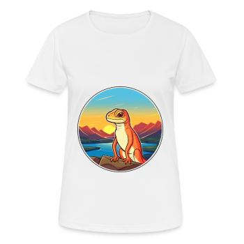 Lizard Colorful Watercolor Cartoon Kawaii Animal - Women's Breathable T-Shirt - white - Front - AI Model Female 172 dark (172cm)