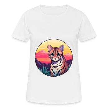 Ocelot Buntes Aquarell Cartoon Kawaii Tier - Frauen T-Shirt atmungsaktiv - Weiß - Vorne - AI Model Female 172 dark (172cm)