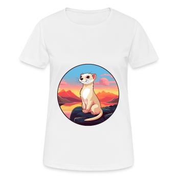 Ferret Colorful Watercolor Cartoon Kawaii Animal - Women's Breathable T-Shirt - white - Front - AI Model Female 172 dark (172cm)