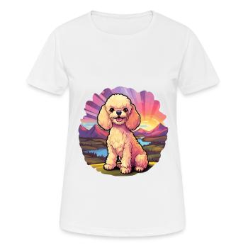 Poodle Dog Colorful Watercolor Cartoon Kawaii Pet - Women's Breathable T-Shirt - white - Front - AI Model Female 172 dark (172cm)