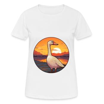 Oie Aquarelle Colorée Dessin Animé Kawaii Animal - T-shirt respirant Femme - blanc - Devant - AI Model Female 172 dark (172cm)