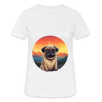 Pug Dog Colorful Watercolor Cartoon Kawaii Animal - Women's Breathable T-Shirt - white - Front - AI Model Female 172 dark (172cm)