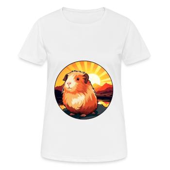 Guinea Pig Colorful Watercolor Cartoon Kawaii Pet - Women's Breathable T-Shirt - white - Front - AI Model Female 172 dark (172cm)