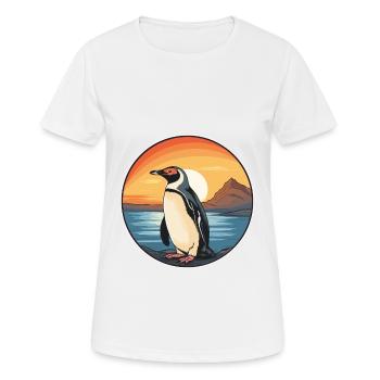 Pingouin Aquarelle Colorée Dessin Animé Kawaii Animal - T-shirt respirant Femme - blanc - Devant - AI Model Female 172 dark (172cm)