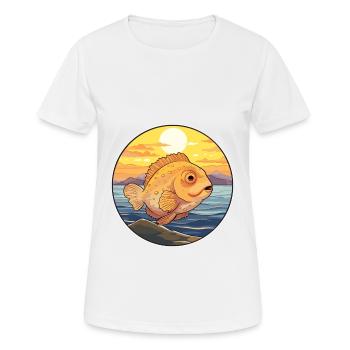 Flounder Fish Colorful Watercolor Cartoon Kawaii - Women's Breathable T-Shirt - white - Front - AI Model Female 172 dark (172cm)