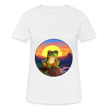Frosch buntes Aquarell Cartoon Kawaii Tier - Frauen T-Shirt atmungsaktiv - Weiß - Vorne - AI Model Female 172 dark (172cm)