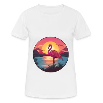Flamingo Colorful Watercolor Cartoon Kawaii Animal - Women's Breathable T-Shirt - white - Front - AI Model Female 172 dark (172cm)