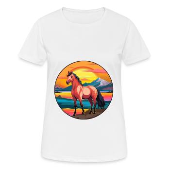 Pferd buntes Aquarell Karikatur Kawaii Tier - Frauen T-Shirt atmungsaktiv - Weiß - Vorne - AI Model Female 172 dark (172cm)
