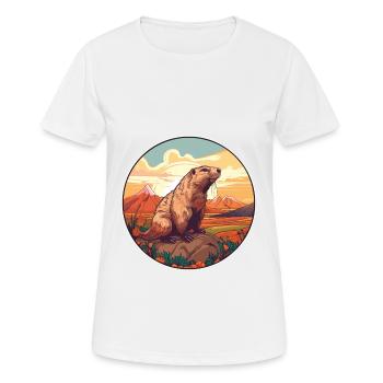 Und täglich grüßt das Murmeltier bunte Aquarell-Karikatur Kawaii Haustier - Frauen T-Shirt atmungsaktiv - Weiß - Vorne - AI Model Female 172 dark (172cm)