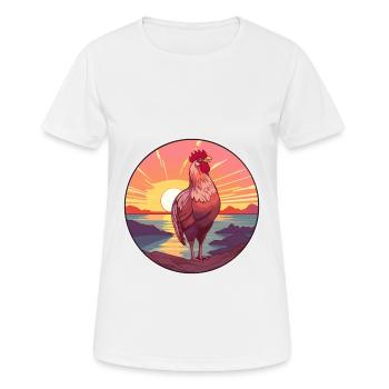 Poule Aquarelle Colorée Dessin Animé Kawaii Animal - T-shirt respirant Femme - blanc - Devant - AI Model Female 172 dark (172cm)