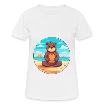 Bär Cartoon Yoga Strand Sommer Illustration - Frauen T-Shirt atmungsaktiv - Weiß - Vorne - AI Model Female 172 dark (172cm)
