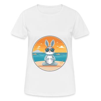 Hasen-Cartoon-Yoga-Strand-Sommer-Illustration - Frauen T-Shirt atmungsaktiv - Weiß - Vorne - AI Model Female 172 dark (172cm)