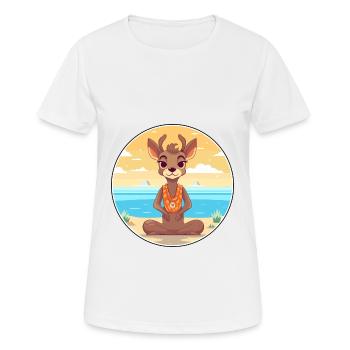 Antilope Cartoon Yoga Strand Sommer Illustration - Frauen T-Shirt atmungsaktiv - Weiß - Vorne - AI Model Female 172 dark (172cm)