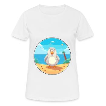 Oiseau Cartoon Yoga Plage Illustration D’été - T-shirt respirant Femme - blanc - Devant - AI Model Female 172 dark (172cm)