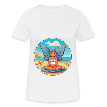 Papillon Cartoon Yoga Plage Illustration D’été - T-shirt respirant Femme - blanc - Devant - AI Model Female 172 dark (172cm)