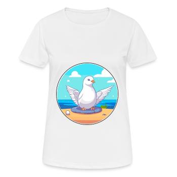 Taube Cartoon Yoga Strand Sommer Illustration - Frauen T-Shirt atmungsaktiv - Weiß - Vorne - AI Model Female 172 dark (172cm)