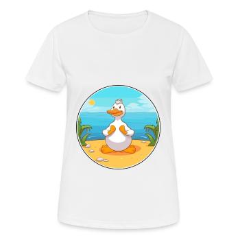 Ente Karikatur Yoga Strand Sommer Illustration - Frauen T-Shirt atmungsaktiv - Weiß - Vorne - AI Model Female 172 dark (172cm)