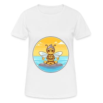 Abeille Cartoon Yoga Plage Illustration D’été - T-shirt respirant Femme - blanc - Devant - AI Model Female 172 dark (172cm)