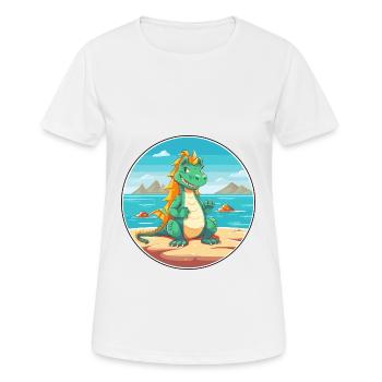 Dragon Cartoon Yoga Beach Summer Illustration - Women's Breathable T-Shirt - white - Front - AI Model Female 172 dark (172cm)