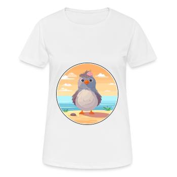 Kuckuck Karikatur Yoga Strand Sommer Illustration - Frauen T-Shirt atmungsaktiv - Weiß - Vorne - AI Model Female 172 dark (172cm)