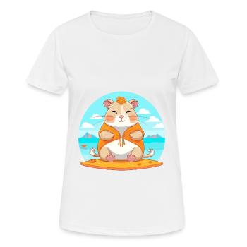 Hamster-Karikatur Yoga Strand Sommer Illustration - Frauen T-Shirt atmungsaktiv - Weiß - Vorne - AI Model Female 172 dark (172cm)