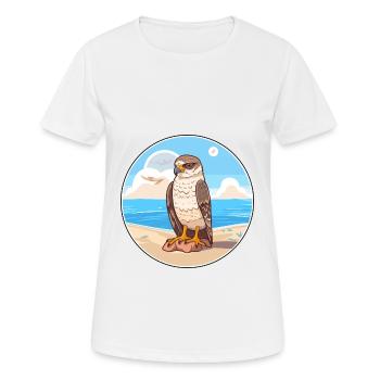 Falcon Cartoon Yoga Beach Summer Illustration - Women's Breathable T-Shirt - white - Front - AI Model Female 172 dark (172cm)